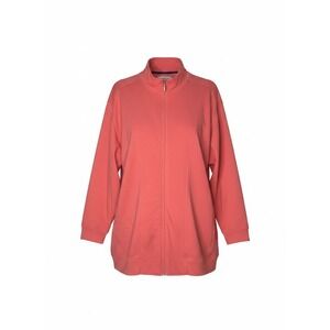 Liberty Lane Women Coral Pink Full Zip Mock Neck French Terry Jacket‎ RN 166500